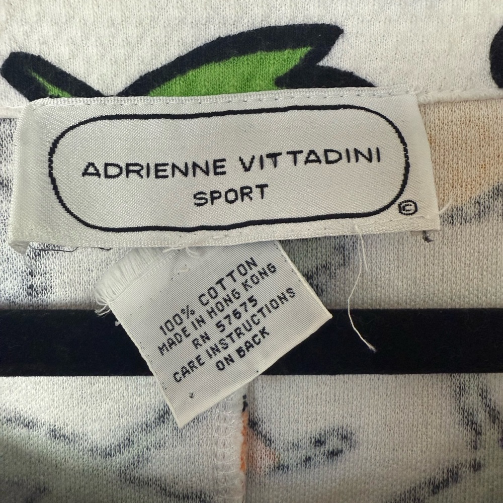 Vintage 90s Adrienne Vittadini Art Cartoon Drawing 100% Cotton Button Up Jacket - Picture 2 of 11